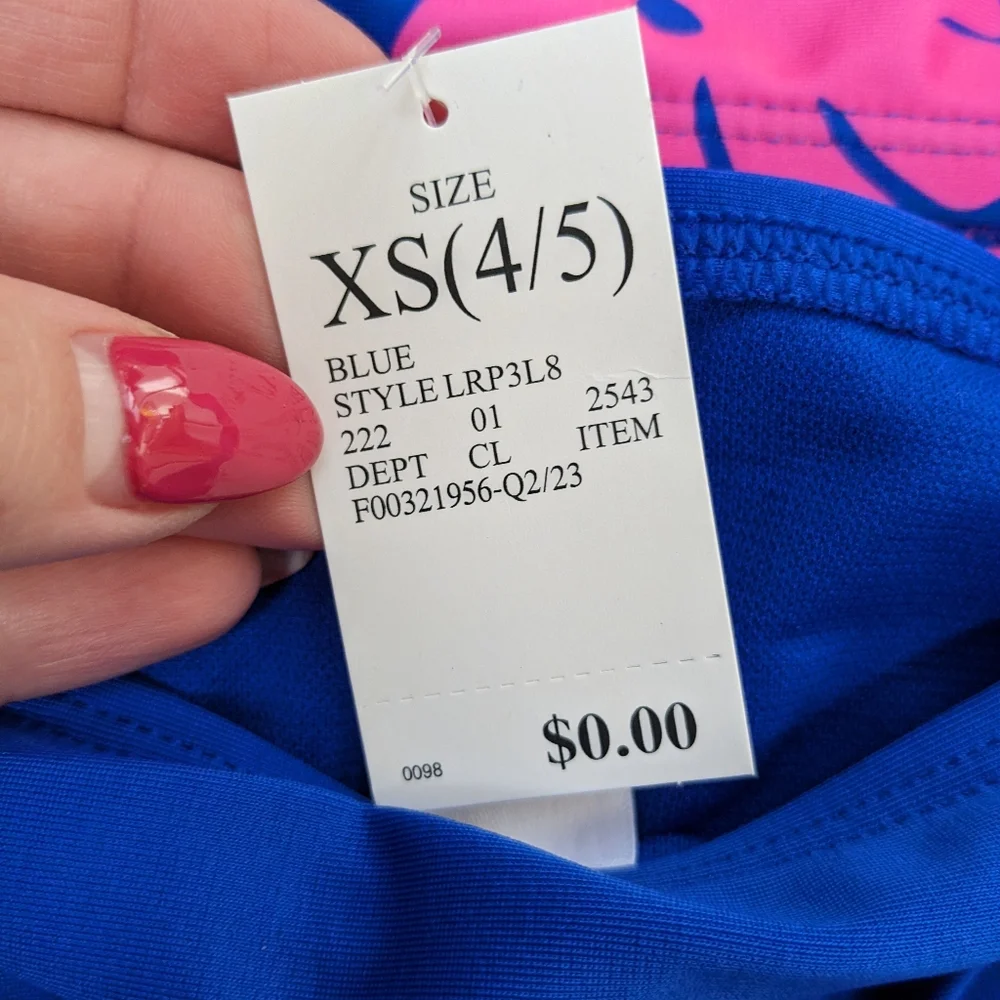 NWT Cat & Jack Tropical Blue Pink Floral Girls Bikini Size XS (4/5)